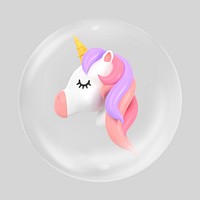 3D unicorn bubble, animal clipart