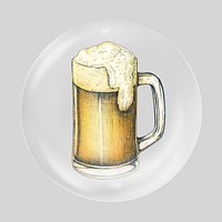 Beer illustration bubble element, drink clipart