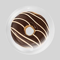 Chocolate donut bubble element, dessert clipart