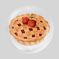 Cherry pie bubble element, dessert clipart
