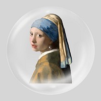 Vermeer's Girl with a Pearl Earring in bubble. Remixed by rawpixel.