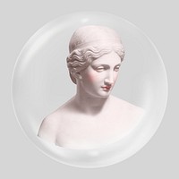 Goddess statue in bubble, aesthetic clipart