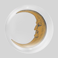 Aesthetic crescent moon clear bubble element design