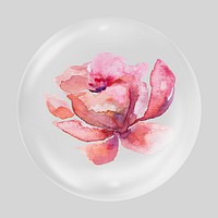 Pink watercolor flower clear bubble element design