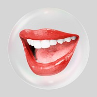 Gossiping mouth bubble effect collage element