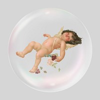 Sleeping cupid bubble effect collage element