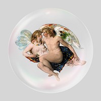 Cupid & Psyche bubble effect collage element