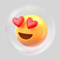 Heart-eyed emoticon bubble effect collage element