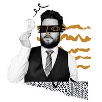 Entrepreneur with ideas doodle collage remix