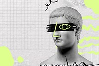 Roman emperor statue, doodle collage with design space. Remixed by rawpixel.