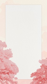 Pink nature mobile wallpaper, tree border