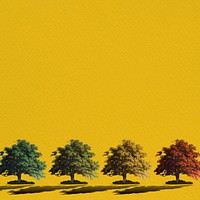 Autumn tree border, yellow background