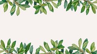 Tropical beige desktop wallpaper, leaf border