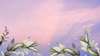 Pastel purple sky computer wallpaper, tree branch border