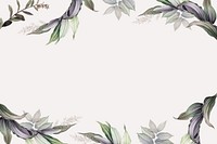 Tropical beige background, leaf border