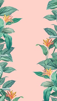 Tropical border pink mobile wallpaper, parrot heliconia flower design