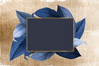 Autumn blue leaf gold frame