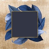 Autumn blue leaf gold frame