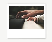 Instant film frame mockup, playing piano psd
