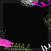 Abstract messy scribble background, black frame design