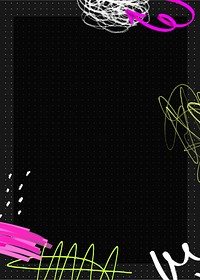 Abstract messy scribble background, black frame design