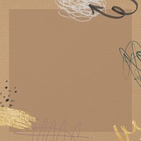 Abstract messy scribble background, brown frame design