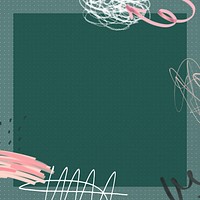 Abstract messy scribble background, green frame design