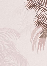 Pink leaf shadow background, botanical border