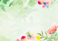 Green watercolor aesthetic background, flower border