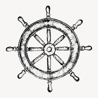 Vintage wheel, marine illustration vector