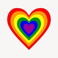 LGBTQ rainbow heart illustration. Free public domain CC0 image.