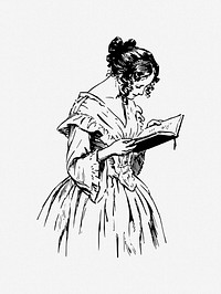 Woman reading illustration. Free public domain CC0 image.