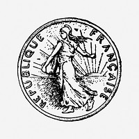 Francaise Republique coin clipart vector. Free public domain CC0 image.