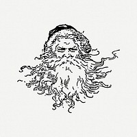 Santa Claus illustration psd. Free public domain CC0 image.