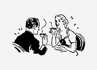 Man and woman in coffee time illustration. Free public domain CC0 image.