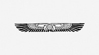 Vintage wing line art decoration clipart vector. Free public domain CC0 image.