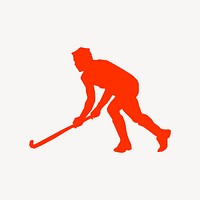 Hockey player Silhouette collage element vector. Free public domain CC0 image.