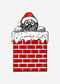 Santa Claus in Chimney illustration vector. Free public domain CC0 image.