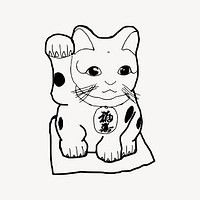 Daruma Japanese lucky cat clipart vector. Free public domain CC0 image.