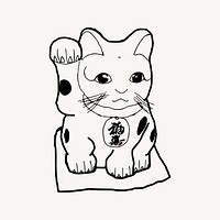 Daruma Japanese lucky cat illustration. Free public domain CC0 image.