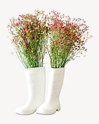 Gardening boots, flower bunch image