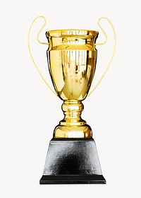 Golden trophy, isolated object on white