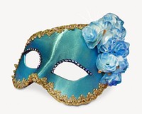 Blue masquerade mask, isolated object on white