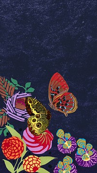 E.A. Séguy's butterfly mobile wallpaper, vintage border background, remixed by rawpixel.