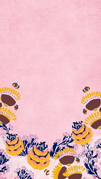 Vintage flower border iPhone wallpaper, E.A. Séguy's artworks, remixed by rawpixel.