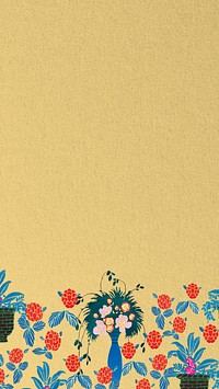 Vintage flower border iPhone wallpaper, E.A. Séguy's artworks, remixed by rawpixel.