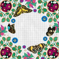 E.A. Séguy's botanical background, flowers and butterflies frame, remixed by rawpixel.