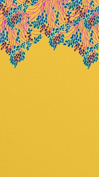 Abstract flower border mobile wallpaper, yellow vintage background, remixed from the artwork of E.A. Séguy.