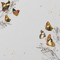 Beige vintage butterfly background, Autumn aesthetic