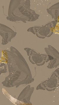 Aesthetic butterfly patterned iPhone wallpaper, vintage background, remixed from the artwork of E.A. S&eacute;guy.
